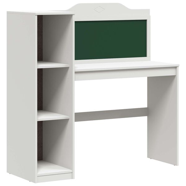 vidaXL Desk with Open Storage and Chalkboard with Shelf ROROS White