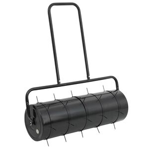 vidaXL Garden Lawn Roller Pull with Aerator Clamps Black 63 L Iron and Steel