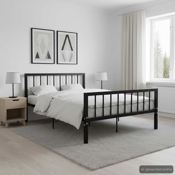vidaXL Bed Frame without Mattress Black Metal 120x200 cm
