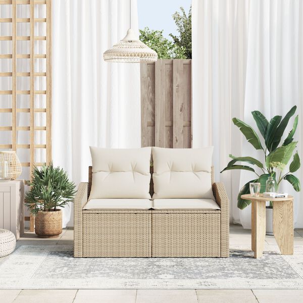 vidaXL Garden Sofa with Cushion 123 x 62 x 69 cm Poly Rattan