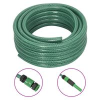 vidaXL Garden Hose with Fitting Set Green 0.6" 10 m PVC