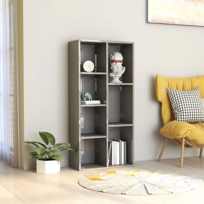 vidaXL Book Cabinet High Gloss Grey 50x25x106 cm Engineered Wood