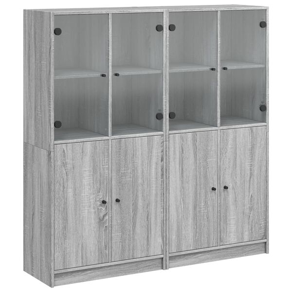 vidaXL Bookcase with Doors Grey Sonoma 136x37x142 cm Engineered Wood