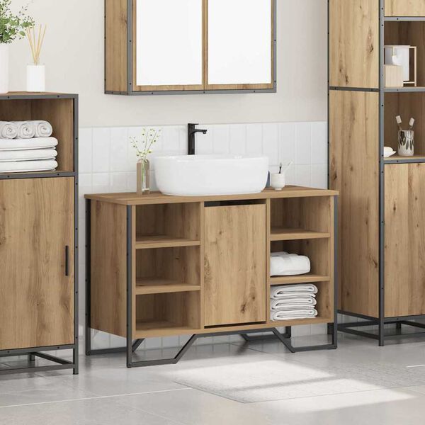 vidaXL Bathroom Sink Cabinet with Shelf Artisan Oak 91 x 35 x 60 cm