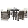vidaXL Garden Dining Set 5 pcs Brown Poly Rattan