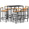 vidaXL 7 Piece Garden Bar Set Black Poly Rattan& Solid Wood Acacia