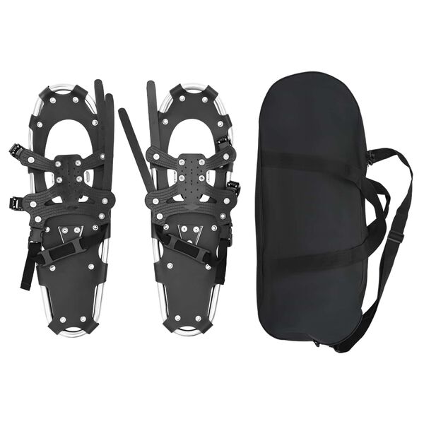 vidaXL 3 in 1 Snowshoes Silver and Black 25 inches Aluminum and HDPE