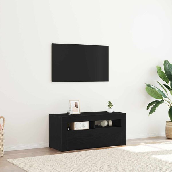 vidaXL TV Cabinet Black Oak 90 x 39 x 30 cm Engineered Wood