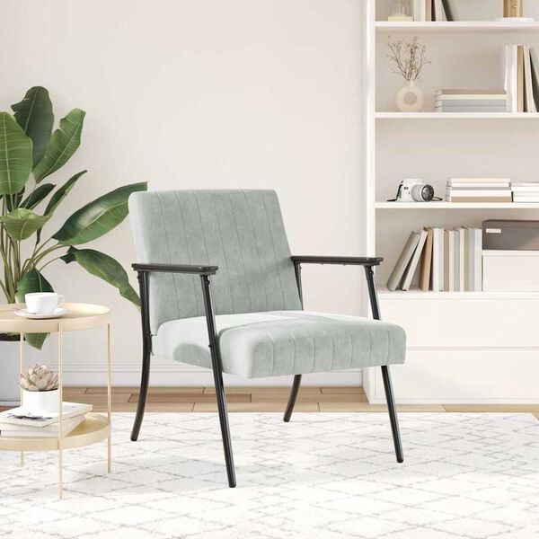 vidaXL Armchair Light Grey 59 x 75 x 78 cm Velvet