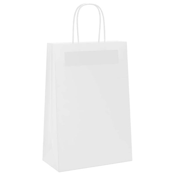 vidaXL Paper Bags 50 pcs with Handles White 21x11x31 cm