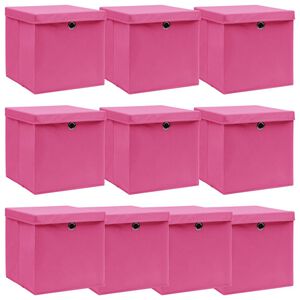 vidaXL Storage Box | Set of 10 | Pink | Non-woven fabric (100% polyester)