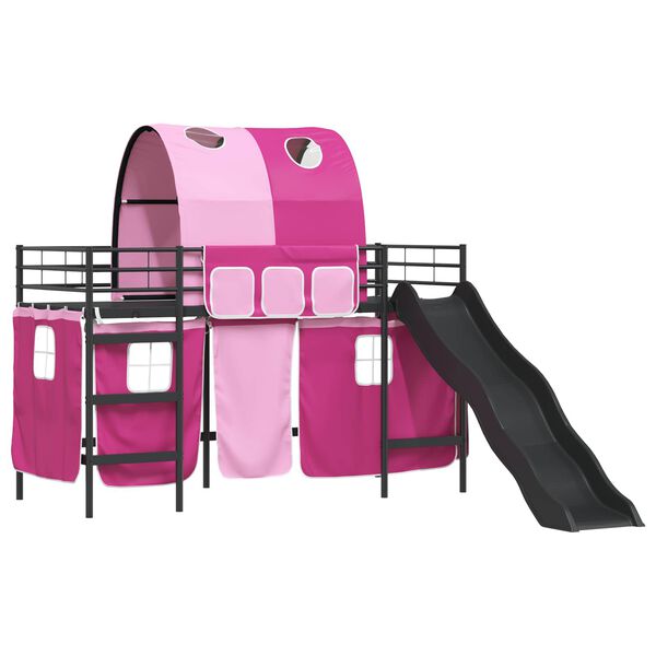 vidaXL Kids'Loft Bed Frame Black and Pink 99.5 x 190 cm Metal