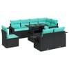vidaXL 9 Piece Garden Sofa Set with Cushions Black Poly Rattan Acacia