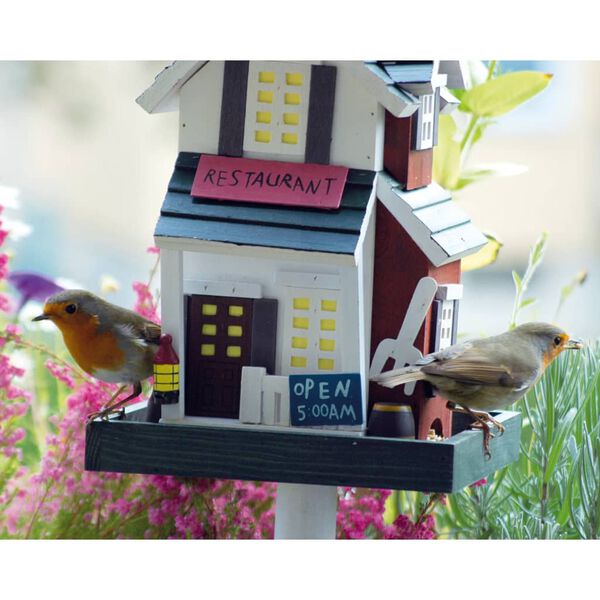 dobar Decorative Bird House with Stand "Restaurant" Multicolour