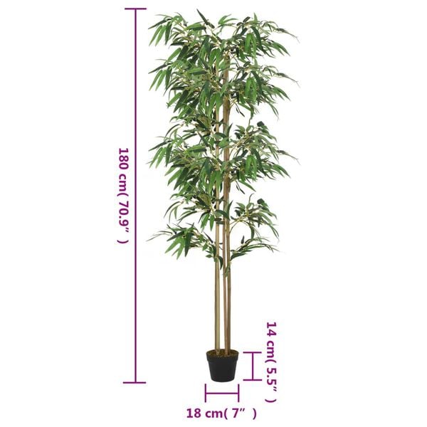 vidaXL Artificial Bamboo Tree 1216 Leaves 180 cm Green