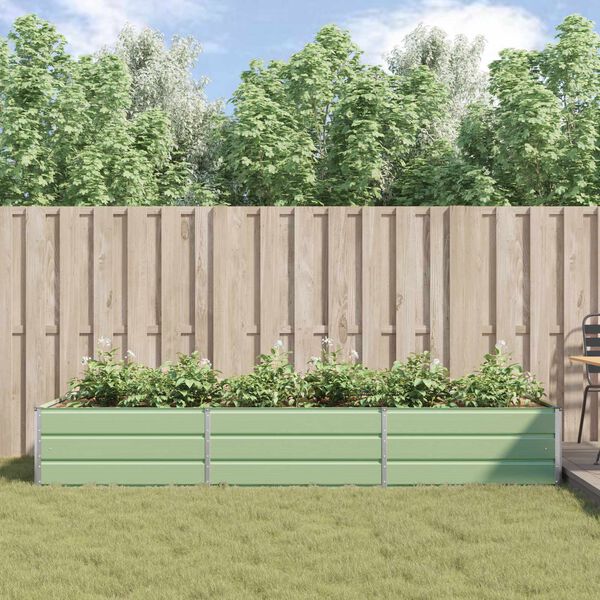 vidaXL Planter Pastel Green 290 x 100 x 45 cm Galvanised Steel