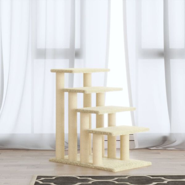 vidaXL Cat Tree with Sisal Scratching Posts Cream 63 cm