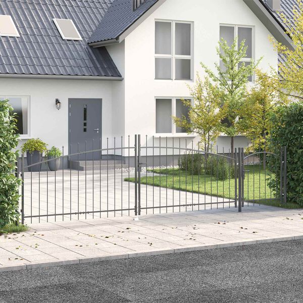 vidaXL Garden Gate with Lock Grey 125 x 500 cm Steel