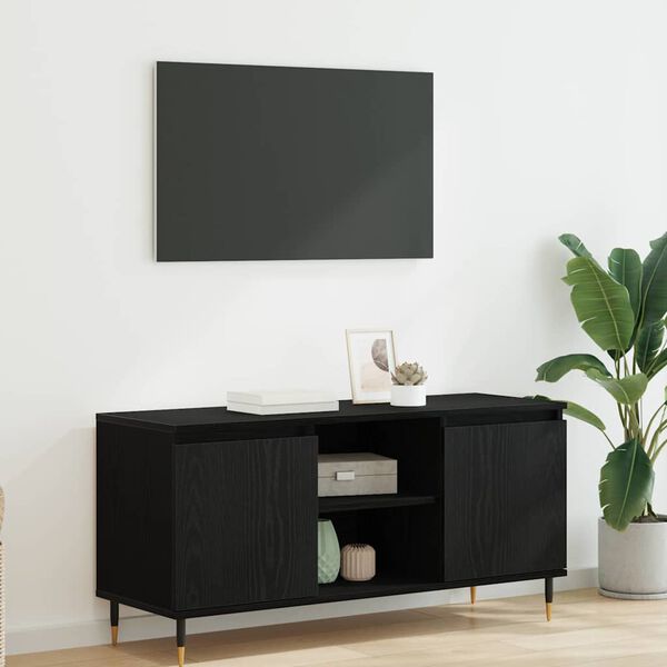 vidaXL TV Cabinet Black Oak 104 x 35 x 50 cm Engineered Wood