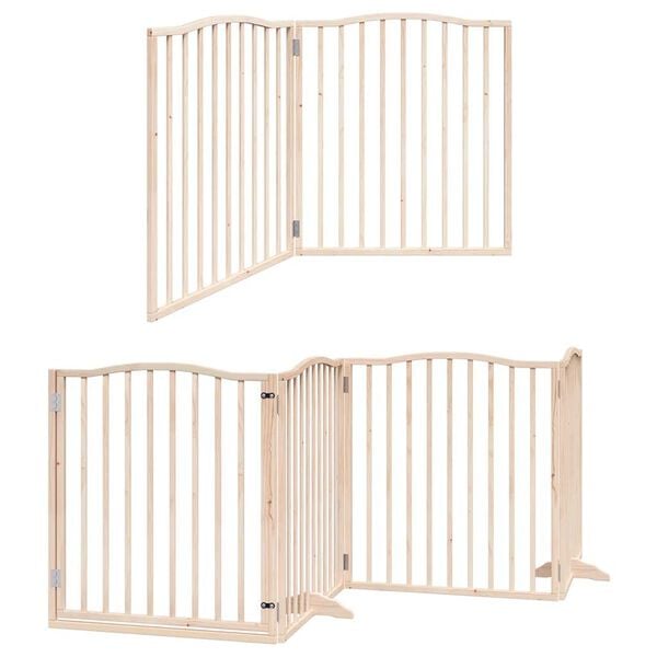 vidaXL Dog Gate with Door Foldable 10 Panels 800 cm Poplar Wood