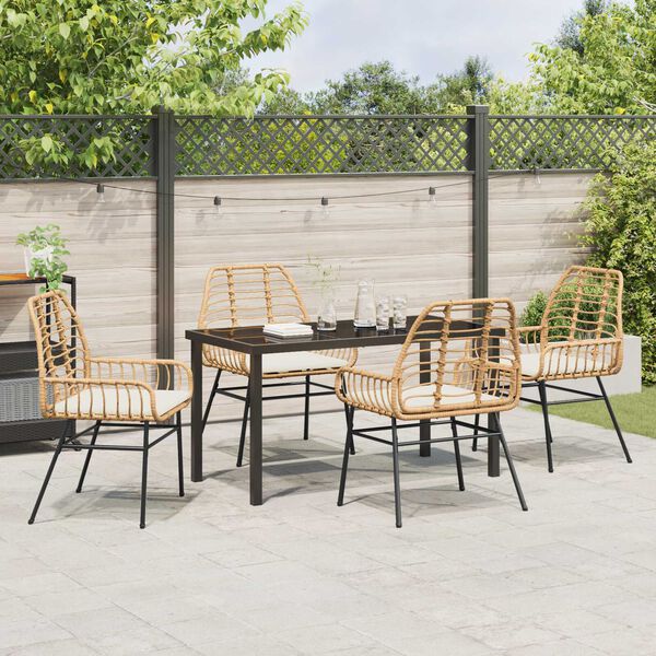 vidaXL Garden Dining Set 5 pcs Brown Poly Rattan