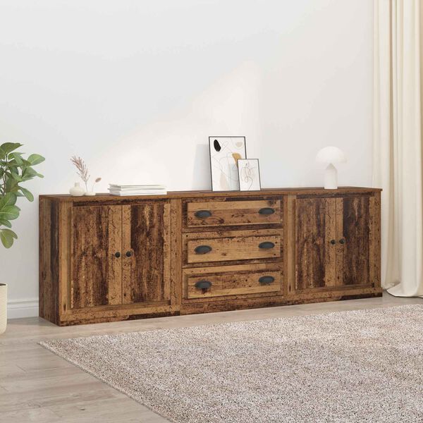 vidaXL Sideboards 3 pcs Old Wood 210 x 35.5 x 67.5 cm Engineered Wood