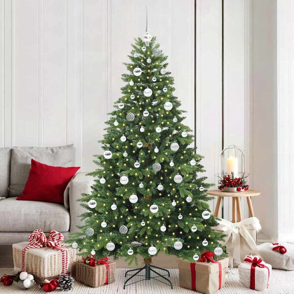 vidaXL Artificial Christmas Tree with 300 LEDs Green 180 cm PE and PVC