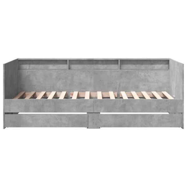 vidaXL Daybed with Drawers without Mattress Concrete Grey 75x190 cm Small Single