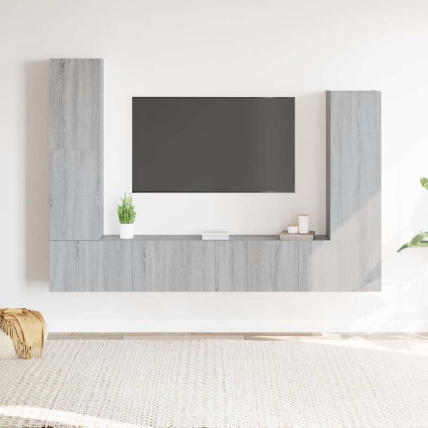 vidaXL 4 Piece TV Cabinet Set Grey Sonoma Engineered Wood