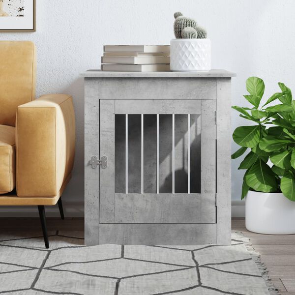 vidaXL Dog Crate Furniture Concrete Grey 64.5x80x71 cm Engineered Wood