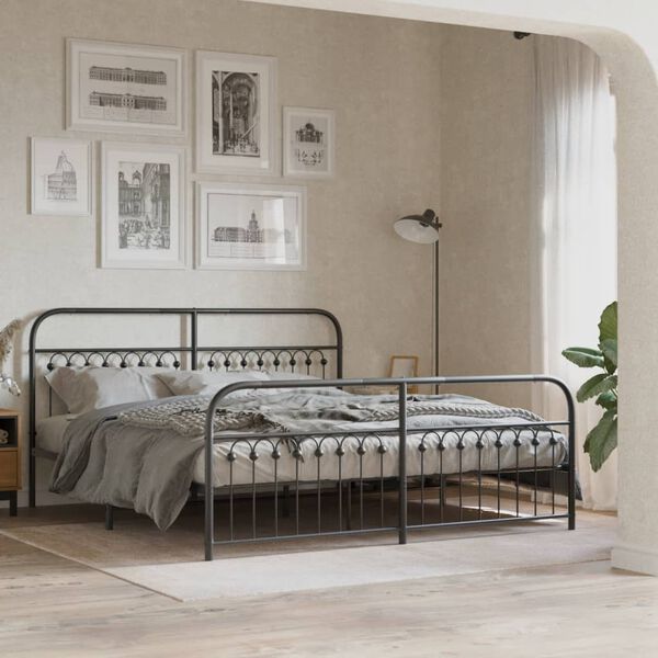 vidaXL Metal Bed Frame without Mattress with Footboard Black 183x203cm