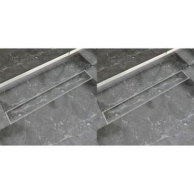 vidaXL Linear Shower Drain 2 pcs 830x140 mm Stainless Steel