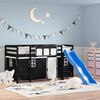 vidaXL Kids' Loft Bed with Curtains without Mattress White&Black 90x190cm