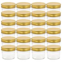 vidaXL Glass Jam Jars with Gold Lids 24 pcs 110 ml