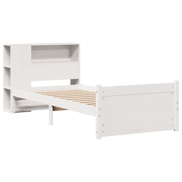 vidaXL Bookcase Bed without Mattress White 90x190cm Single Solid Wood Pine