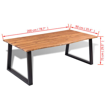 vidaXL Dining Table Solid Acacia Wood 200x90 cm