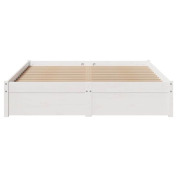 vidaXL Bed Frame without Mattress White 150x200 cm King Size Solid Wood Pine