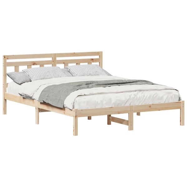 vidaXL Bed Frame Brown 140 x 200 cm Solid Pine Wood