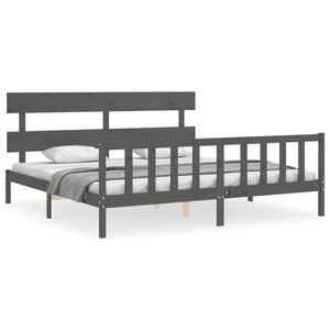 vidaXL Bed Frame without Mattress Grey 200x200 cm Solid Wood Pine