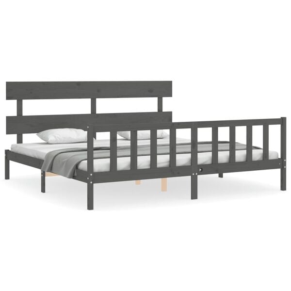 vidaXL Bed Frame without Mattress Grey 200x200 cm Solid Wood Pine
