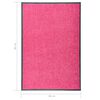 vidaXL Doormat Washable Pink 60x90 cm