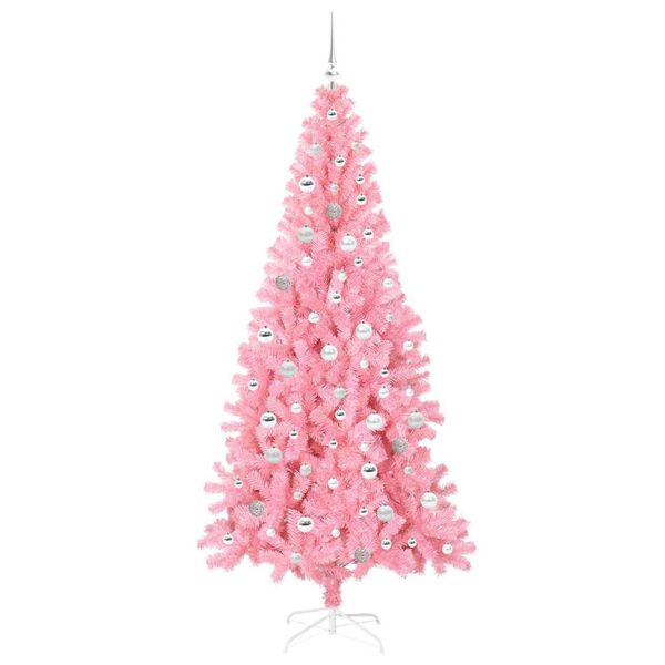 vidaXL Christmas Tree with 300 LEDs with Stand Pink 210 cm PVC