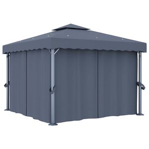 vidaXL Gazebo with Curtain 3x3 m Anthracite Aluminium