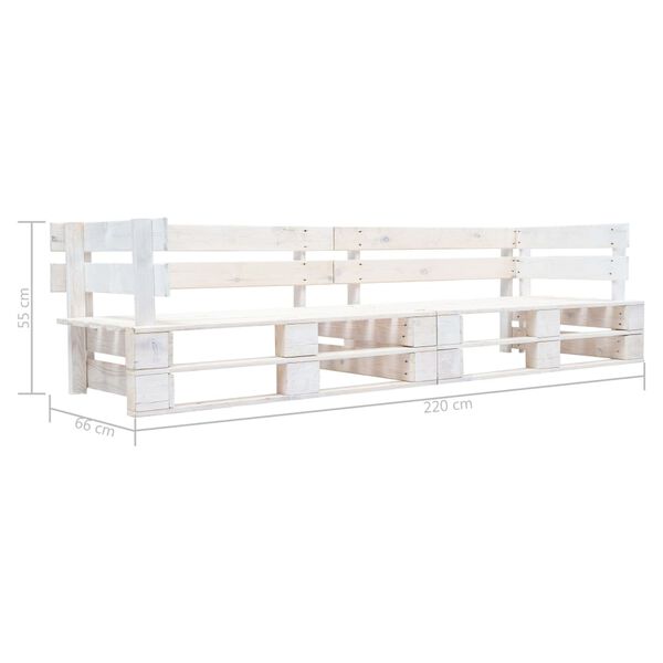 vidaXL Garden 2-Seater Pallet Sofa White Wood