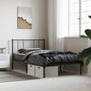 vidaXL Metal Bed Frame without Mattress with Headboard Black 75x190cm