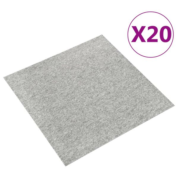 vidaXL Carpet Floor Tiles 20 pcs 5 m&sup2; 50x50 cm Light Grey