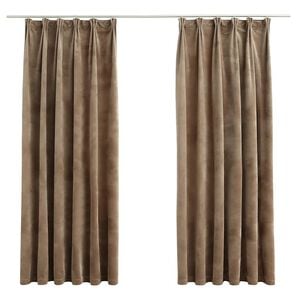 vidaXL Blackout Curtains 2 pcs with Hooks Velvet Beige 140x175 cm