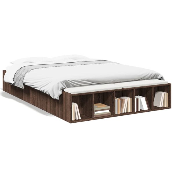 vidaXL Bed Frame without Mattress Brown Oak 120x200 cm