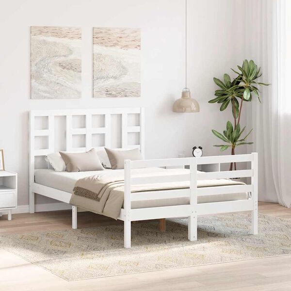 vidaXL Bed Frame without Mattress White 120x200 cm Solid Wood