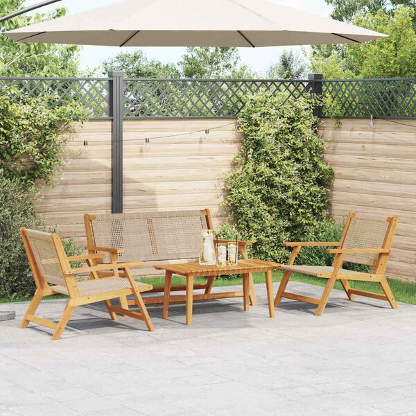 vidaXL Garden Chairs with Table 4 pcs Beige 90 x 45 x 40 cm